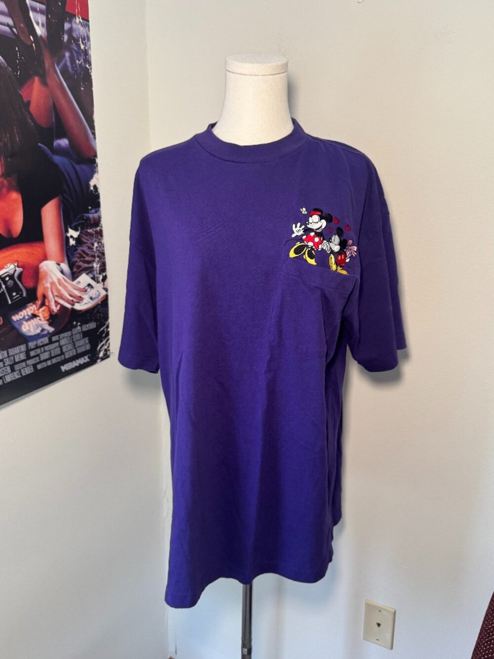 Disney Store Vintage Minnie and Mickey Mouse Embroidered Short Sleeve Tee Shirt